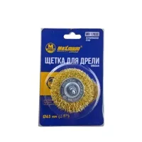 Щетка для дрели плоская  65 мм, 2,5 ", латунированная, волнистая проволока,"MAXIMUM" MX 17832